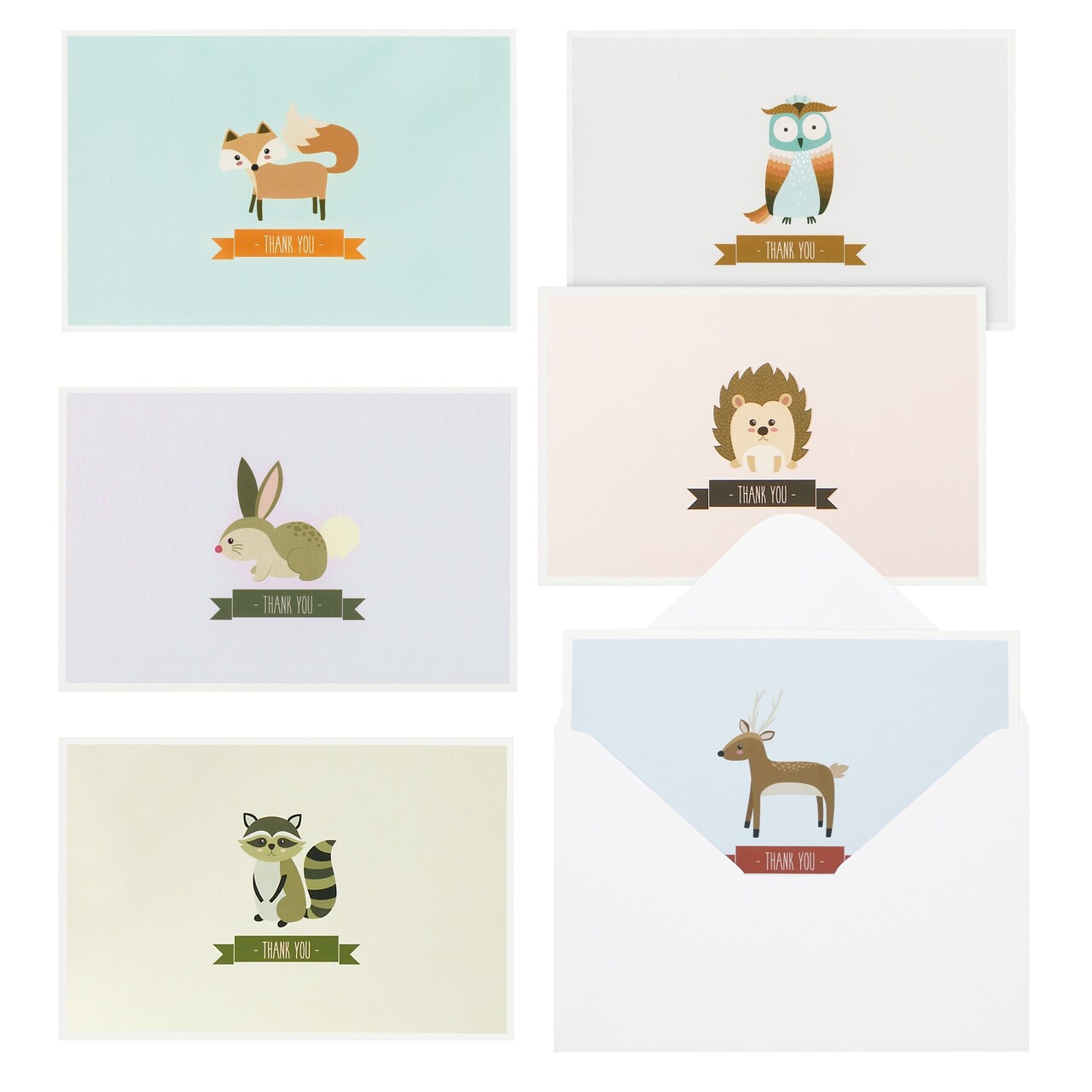 Best Paper Greetings Baby Shower Thank You Cards with Envelopes - Funny Woodland & Cute Animal Designs - Premium Cardstock Greeting Cards with Adhesive Envelopes - 6 Designs, Pack of 48, 4 x 6 In